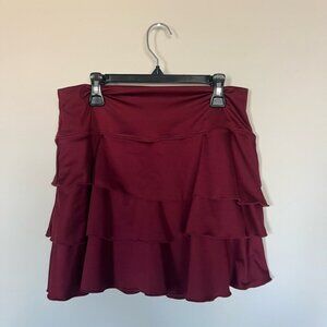 Red Ruffled Mini Skater Skirt